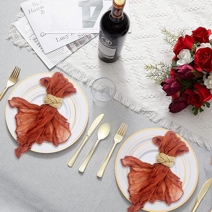 WINGFISH Farmhouse Woven Napkin Rings Set of 24 Burlap Jute Napkin Rings Bulk - Image 6