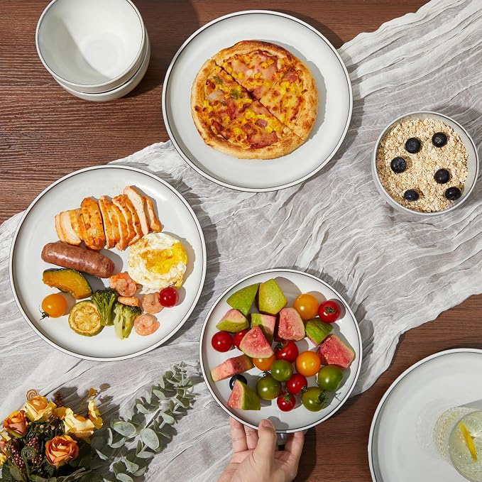 18 Piece White Stoneware Dinnerware Set - Image 5
