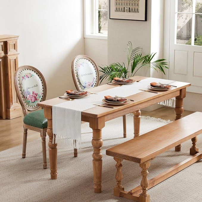 Braided Farmhouse Table Runner, Braided White 13x48 Inch, Cotton Linen Table - Image 3