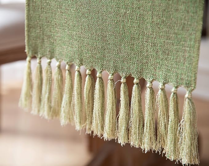 Green Table Runners 72 Inches Long, Burlap Linen Style Rustic Farmhouse Table - Image 6