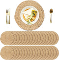 Kochorie Set of 36 Round Woven Placemats 13.5-Inch Natural Water Hyacinth Plant Placemats Hand-Woven Boho Rattan Placemat Wicker Weave Table Mats for Home Table Farmhouse