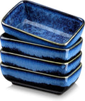 vancasso Stern 6 Oz Dipping Bowls, 4.5 Inches Ceramic Soy Sauce Dish, Rectangular Side Dishes, Small Appetizer Plates Set of 4
