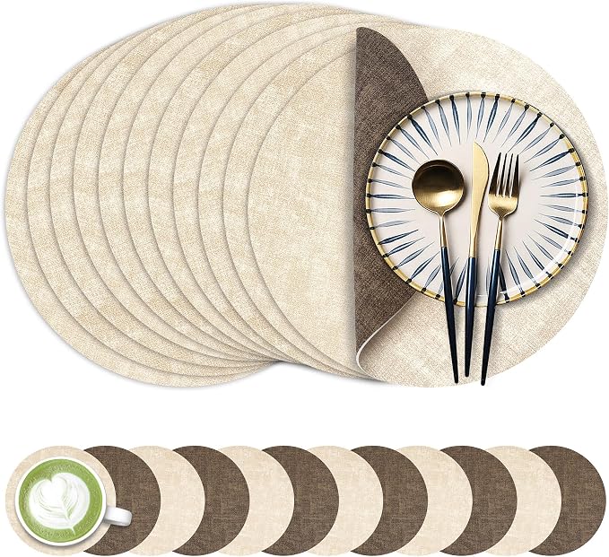 Fyvva Placemats Set of 12, Stain & Scratch Resistant, by Fyvva
