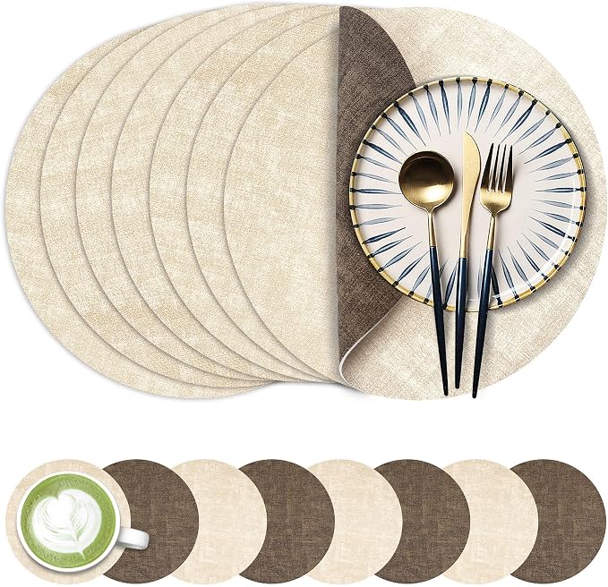 Fyvva Placemats Set of 8, Stain & Scratch Resistant, by Fyvva