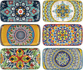 HENXFEN LEAD Ceramic Salad Plates 8 Inch – Rectangular Plates Set of 6 for Appetizer, Sushi & Dessert, Microwave & Dishwasher Safe