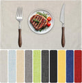 Blue Forest Placemats Set of 8, Dual-Layered Thickened Faux Linen Table Mats Heat Resistant Machine Washable Wrinkle Free Place Mats for Kitchen Dining Outdoor/Indoor (Cream Beige)