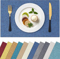 Homaxy Cloths Placemats for Dining Table Set of 4, Heat Resistant Washable Cotton Linen Blend Table Mats, Easy to Clean Place Mats for Indoor Outdoor Party Kitchen Decoration, 13" x 18", Blue