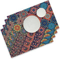Boho Bohemian Placemats Set of 4, Line Table Mats | Vibrant Mosaic Print by Winotic