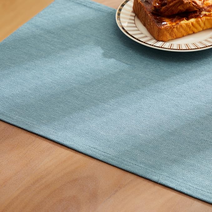 Rustic Cotton Linen Table Runner, 13x72 Inches River Blue | Farmhouse Style - Image 6