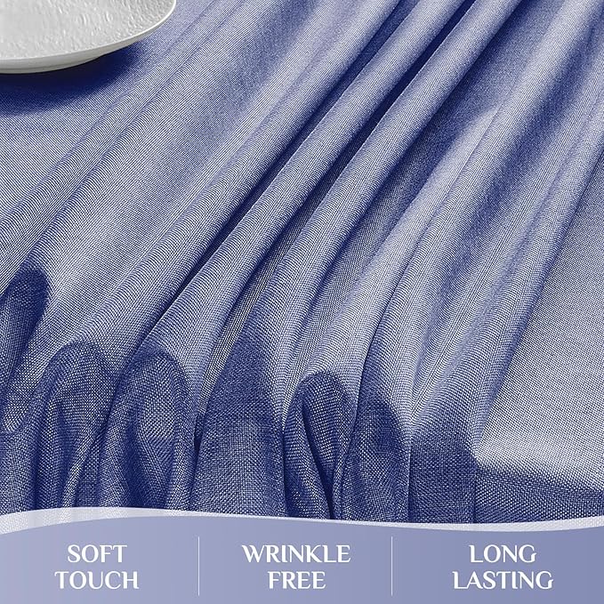 Softalker Extra Long Rectangular Tablecloths 60 x 120 inch Blue Faux Linen Table Cloth Outdoor Waterproof Stain and Wrinkle Resistant Table Cover for Spring Easter Party Picnic Decor Vintage Tabletop