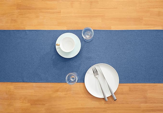 Vintage Blue Table Runner 13 x 90 Inches Long, Cotton Linen Table Linen for Memorial Day, Spring, Easter, Summer, Party, Wedding, Daily Kitchen Dining Home Decor (13" x 90", Vintage Blue)
