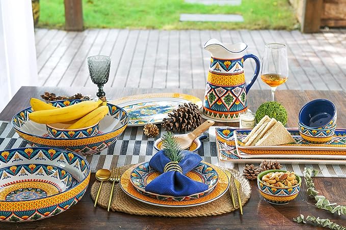 Bico Havana Salad Plates Set of 4, 8.75 Inch Ceramic Dessert Plates for Salad, Appetizer, Side Dishes, Microwave and Dishwasher Safe, Gift for Housewarming and Thanksgiving