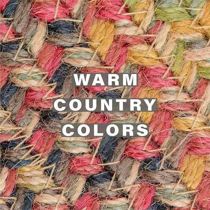 Homespice Kingston Jute Braided Staircase Step Treads, Warm Country Decor, Set of 13, Multicolor 8x28 Oval Rugs for Stairs - Easy to Clean, Tightly Stitched and Durable