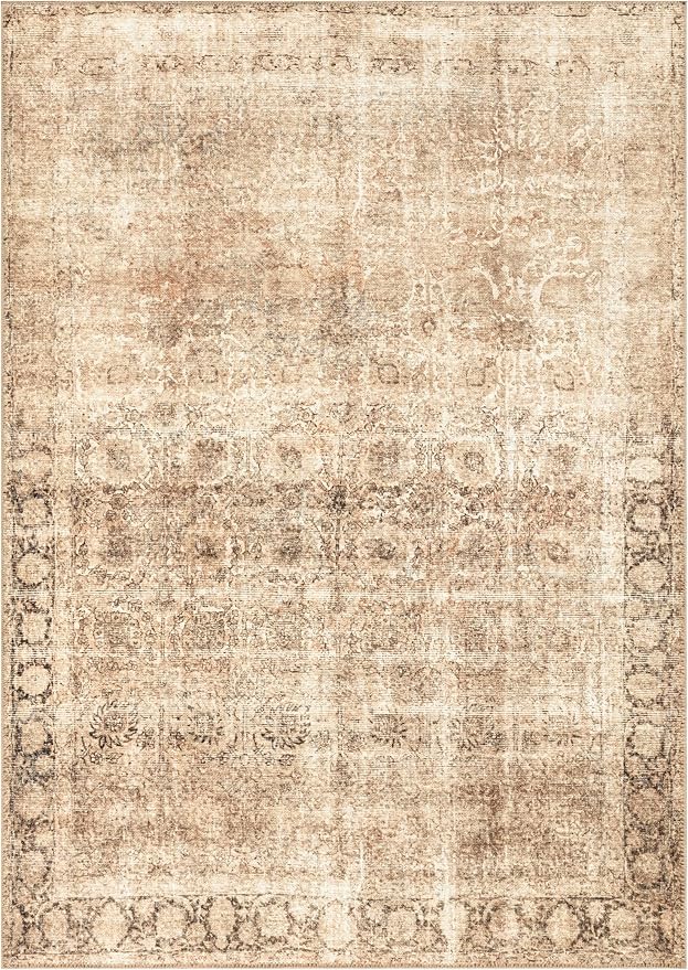 Keen Home Design 5x7 Rug - Machine Washable Area Rug with Non-Slip Backing, Ideal for Living Room, Dining Room, Bedroom - Vintage, Easy Clean, Durable, Low Pile - (5' x 7')