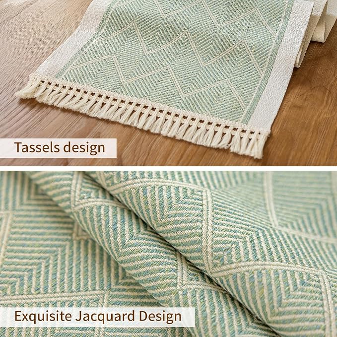 14x63 Geometric Table Runner Waterproof Boho Dresser Scarf Tassels | Tired of a - Image 3