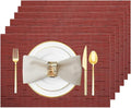 Red Vinyl Placemats Set of 6, Heat Resistant Table Placemats | 18x12 inch place by Uolr