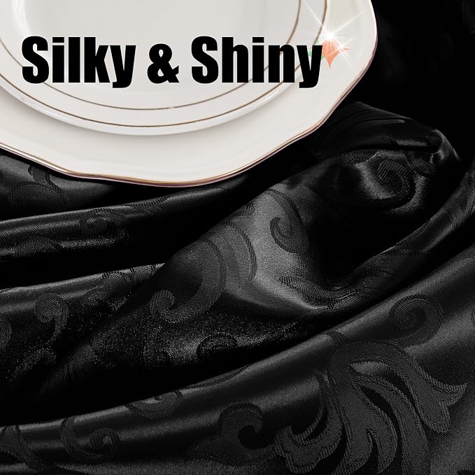 RUDONG M Black Satin Table Runners, 12 x 108 Inch, 12 Pack | Long Silky Damask - Image 5