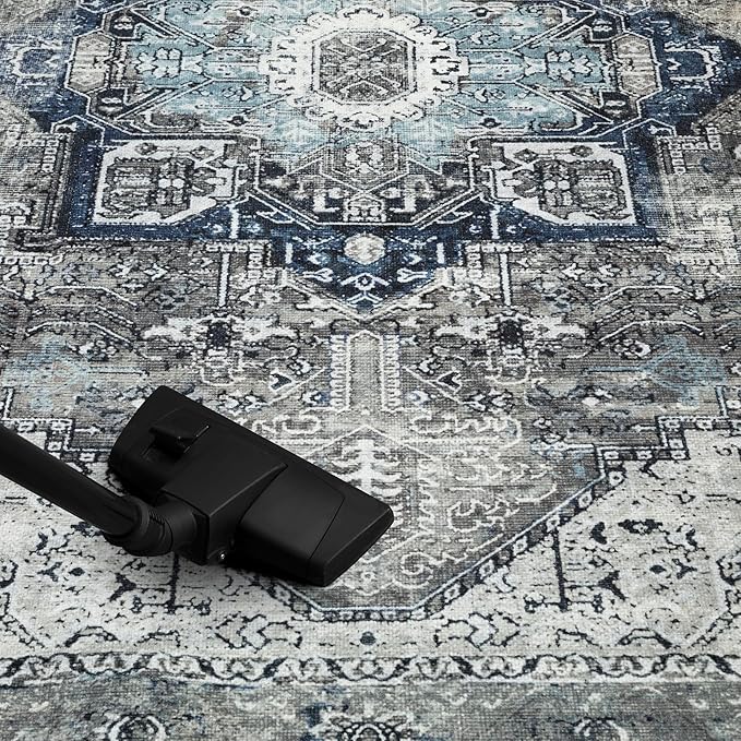 Keen Home Design 2x12 Rug - Machine Washable Runner Rug with Non-Slip Backing, Ideal for Hallway, Entryway, Kitchen, Laundry Room - Vintage, Easy Clean, Durable, Low Pile - (2'6" x 12')