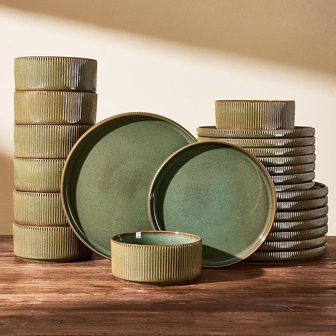Stoneware Dinnerware Sets, Reactive Glaze Dishes Set by FamiwarePremium