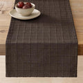 Artisanal Grid Linen Table Runner, 13x48 Inches Chocolate | Heavy Textured by ZEEMARTONLINE