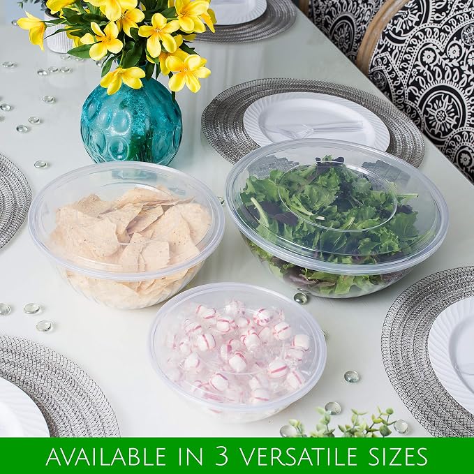 Reusable 96 Ounce Round Crystal Clear Plastic Pack of 8 Sets - Image 4
