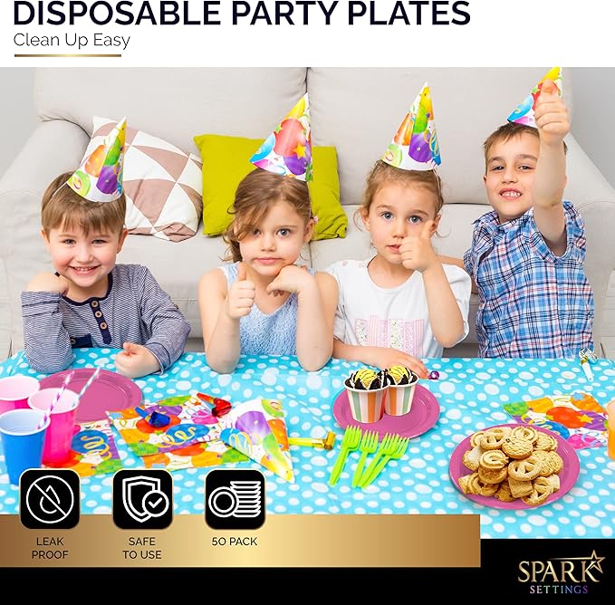 Disposable Paper Plates Bright Pink, 7 Inch Paper Dessert Plates, Strong and Sturdy Disposable Plate for Party, Dinner, Holiday, Picnic, or Travel Party Plate, Pack of 50