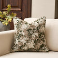 Yangest Neutral Floral Pillow Cover 20 x 20 Inches, Vintage Chenille Square Throw Pillow Cover Soft Decorative Farmhouse Accent Couch Pillow Cover for Living Room Bedroom, Green