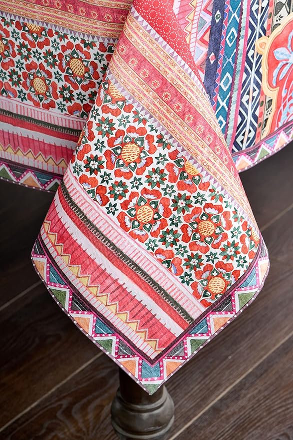 Maison d' Hermine Table Cloth Square Table 100% Cotton 60 x 60 Inches Fall Tablecloth Reusable Everyday Use for Thanksgiving Christmas Decorations Dining Farmhouse Party (Ispahan)