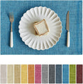 Softalker Faux Linen Placemats Set of 6-12 x 18 Inch, Heat Resistant Double Layered Durable Burlap Farmhouse Place Mats, Non-Slip Washable Rustic Table Mats for Dining, Kitchen, Party（Sky Blue
