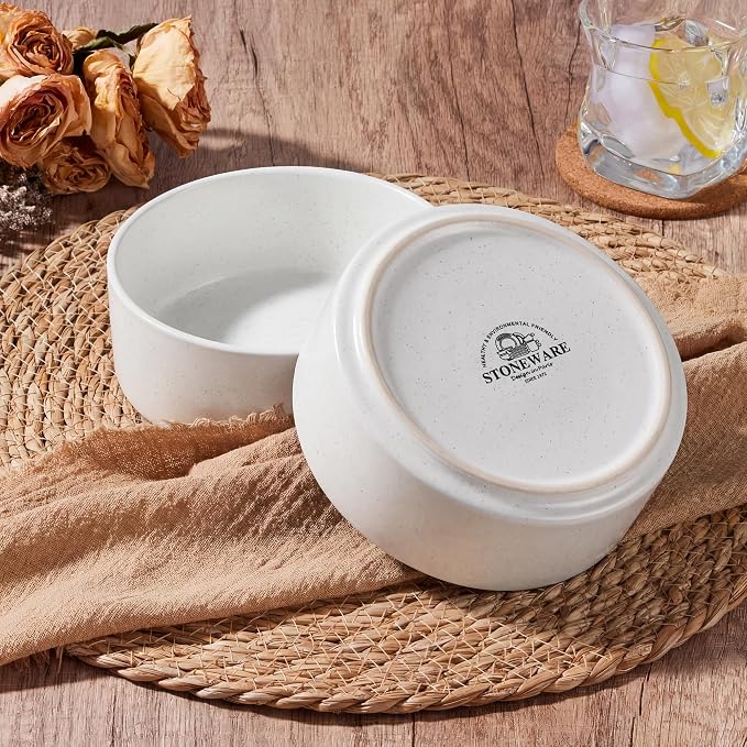 E-far Cereal Bowls Set of 4, 25oz White Ceramic Deep Soup Bowls - Image 5