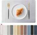 Jovono Faux Leather Placemats Set of 4, Waterproof Washable Table Mats, Easy-Clean Heat Resistant Kitchen Vinyl Place Mat for Dining Table, Wedding, Holidays, Indoor, 17.8"x11.8", Silver