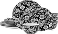 Pfaltzgraff Midnight Blooms 12 Piece Floral Stoneware Dinnerware Plate Bowl by Pfaltzgraff
