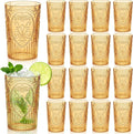 24 Pcs 16 oz Plastic Vintage Drinking Glasses Stemless Ribbed Highball Glasses by Unknown