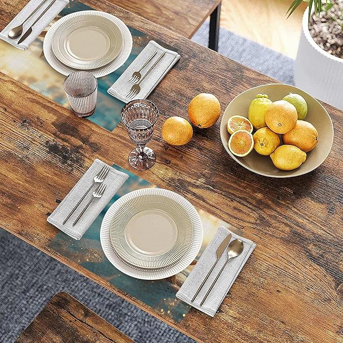 Placemats, Sunrise Starfish Beach Placemats 12x18 Inch Waterproof Non-Slip Washable Table Mats for Kitchen Dining Party Table Decor,Set of 6