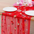 BINBE 3pcs Daisy Spring Table Runner Embroidery Gauze 10FT Florals Seasonal by BINBE