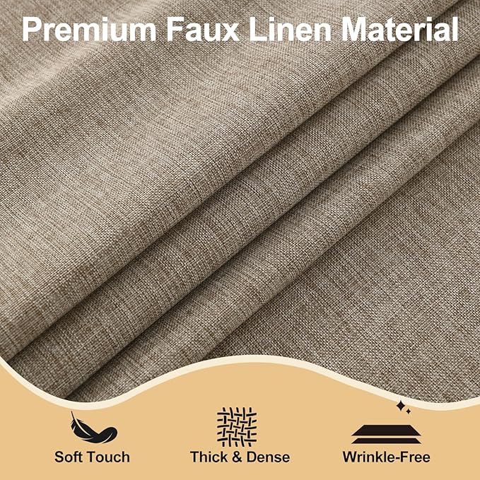 JIUZHEN Round Textured Table Cloth Linen Wrinkle Free Stain Resistant Farmhouse Decorative Circular Tablecloth for Kitchen, Dining, Party, Wedding, Outdoor Use (45 Inch Round,Khaki)