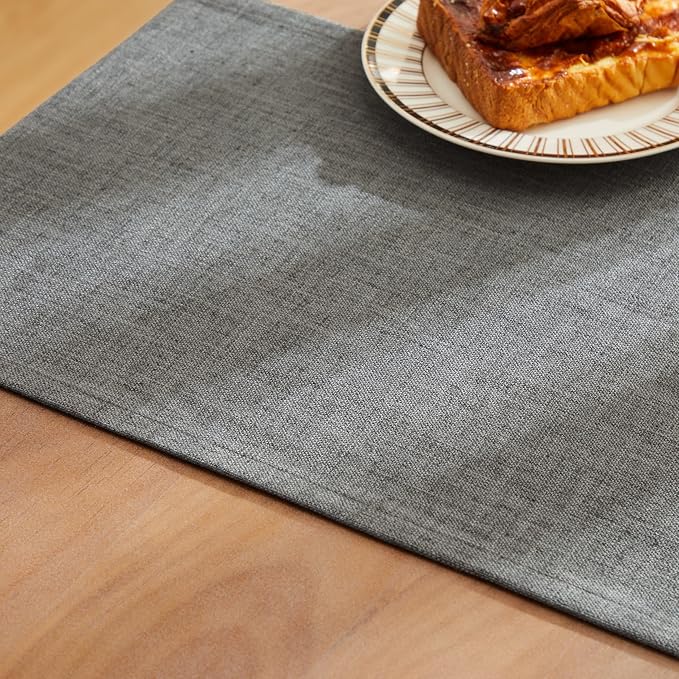 Rustic Cotton Linen Table Runner, 13x60 Inches Dark Grey | Farmhouse Style - Image 6