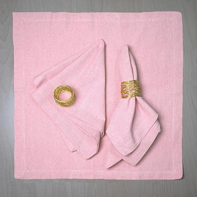 Lightnpro Cotton Dinner Napkins Set of 12, Hemstitched Dinner Cloth Napkins with Metred Corners, Washable and Reusable for Dining, Parties, Weddings, Holiday & Everyday Use - 18x18 Inch Baby Pink
