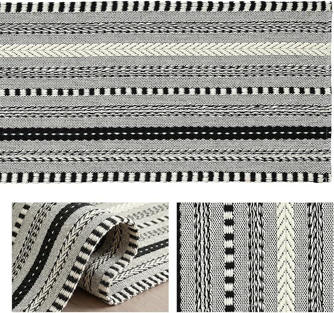 Artoid Mode Black Farmhouse Stripe Braided Table Runner 12x72 Inch | Holiday - Image 6