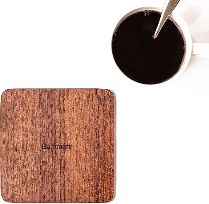 Seoul Map Coaster by O3 Design Studio, Set Of 4, Sapele Wooden Coaster With City Map, Handmade
