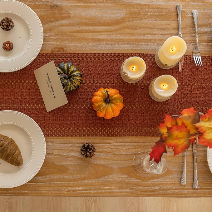 Fall Thanksgiving Boho Macrame Table Runner 12x48 Inch | Woven Burlap Rustic - Image 4