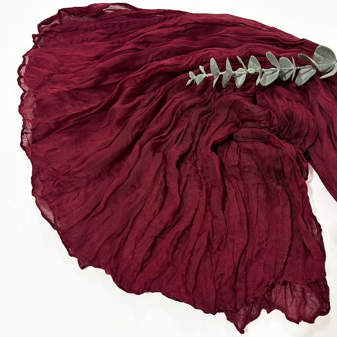3Pack Burgundy Cheesecloth Table Runners 17 x 108 inch Sheer Table Runner | - Image 6