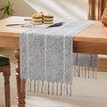 Braided Farmhouse Table Runner, Braided Charcoal 13x108 Inch, Cotton Linen by Unknown