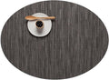 Chilewich Bamboo Placemats Set of 4 - Woven Oval Placemats - Reusable, Stain-Resistant, Indoor/Outdoor Tabletop Protection - 19" x 14" - Grey Flannel