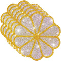 Washable Waterproof Diamond Circle Placemats for Round Tablescape Decor for Dinner and Kitchen Bling Placemats for Weddings & Special Events-6 PCS (Yellow)