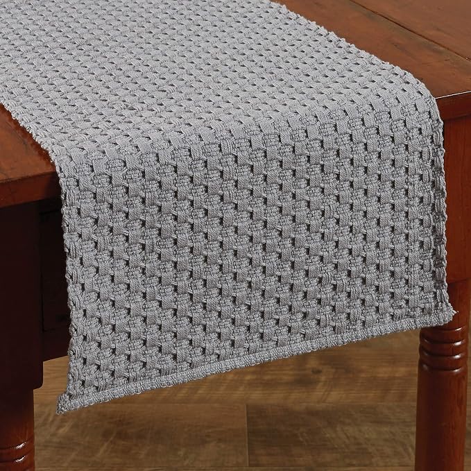 Park Designs Chadwick Table Runner 13" x 36", Mist | Hand-Loomed Yarn | by ParkDesigns