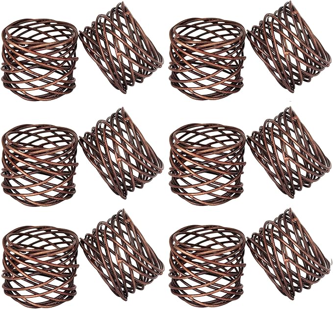 ITOS365 Handmade Copper Antique Round Mesh Napkin Rings Holder by ITOS365