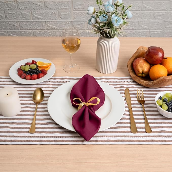 Blue Needles Solid Cloth Napkins Set of 6 Burgundy 100% Cotton Dinner Napkins 18x18 inches - Soft, Reusable, Absorbent & Washable Linen, Ideal for Christmas Events, Parties & Everyday Use