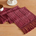 Macrame Style Boho Table Runner, 12x90 Inch Burgundy | Woven Boho Table Runner by ZEEMARTONLINE