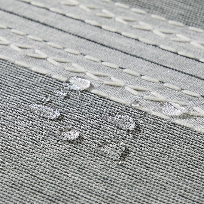 ZeeMart Contrast Linen Table Cloth Square Table Cloths 52x52 Inch Mid-Stripe Grey, Farmhouse Style Heavy Weight Grey Tablecloth, Water Resistant Burlap Tablecloths